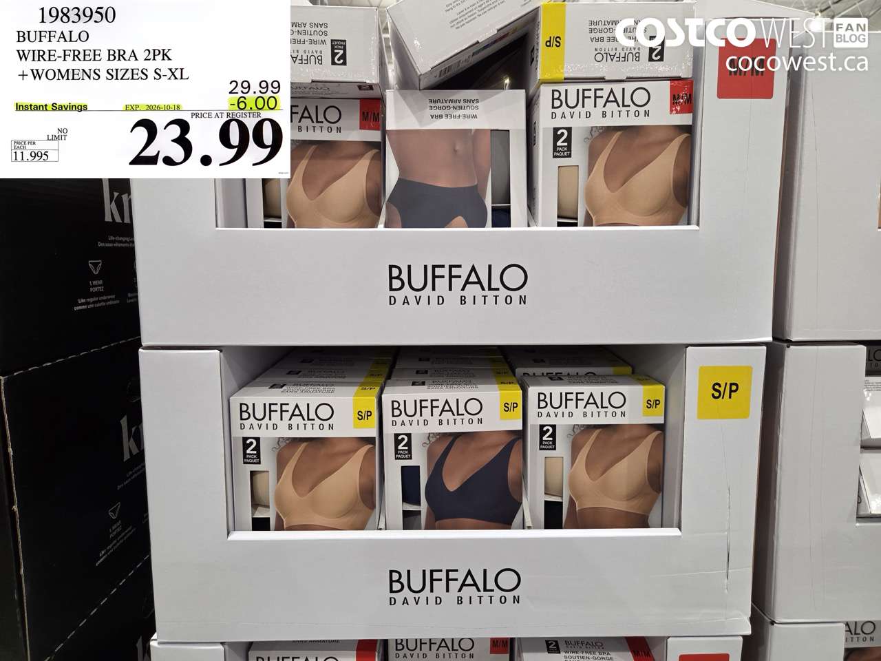 1983950 BUFFALO WIRE-FREE BRA 2PK + WOMENS SIZES S-XL ($6.00 INSTANT SAVINGS EXPIRES ON 2026-10-18) $23.99