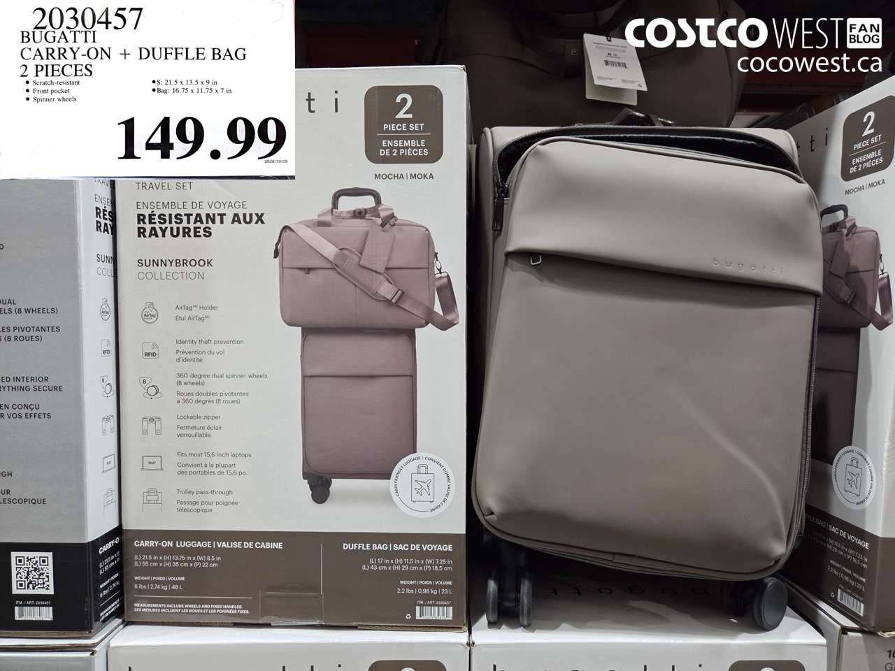 2030457 BUGATTI CARRY-ON + DUFFLE BAG 2 PIECES $149.99