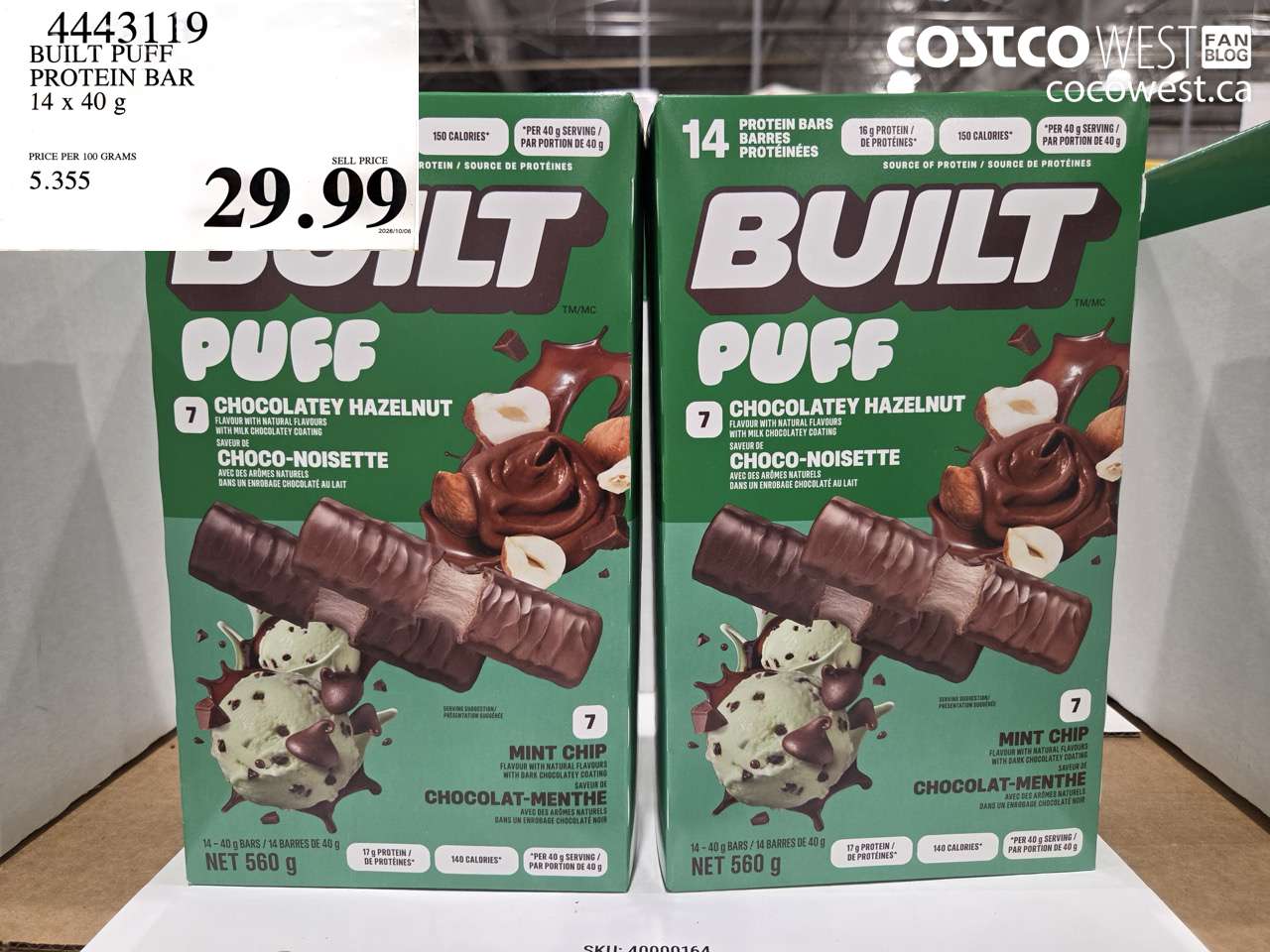 4443119 BUILT PUFF PROTEIN BAR 14 X 40 G $29.99
