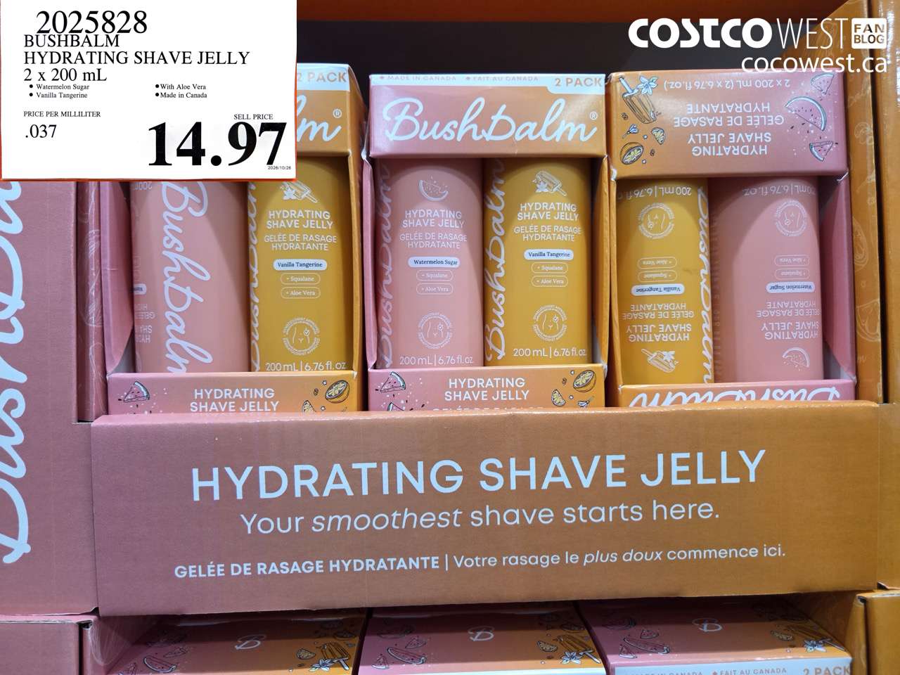 2025828 BUSHBALM HYDRATING SHAVE JELLY 2 X 200 ML $14.97