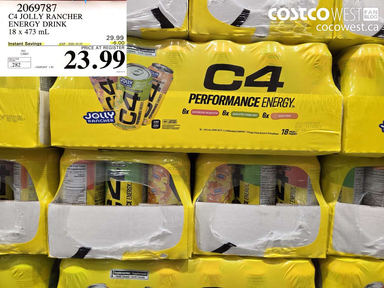 2069787 C4 JOLLY RANCHER ENERGY DRINK 18 X 473 ML ($6.00 INSTANT SAVINGS EXPIRES ON 2026-10-25) $23.99