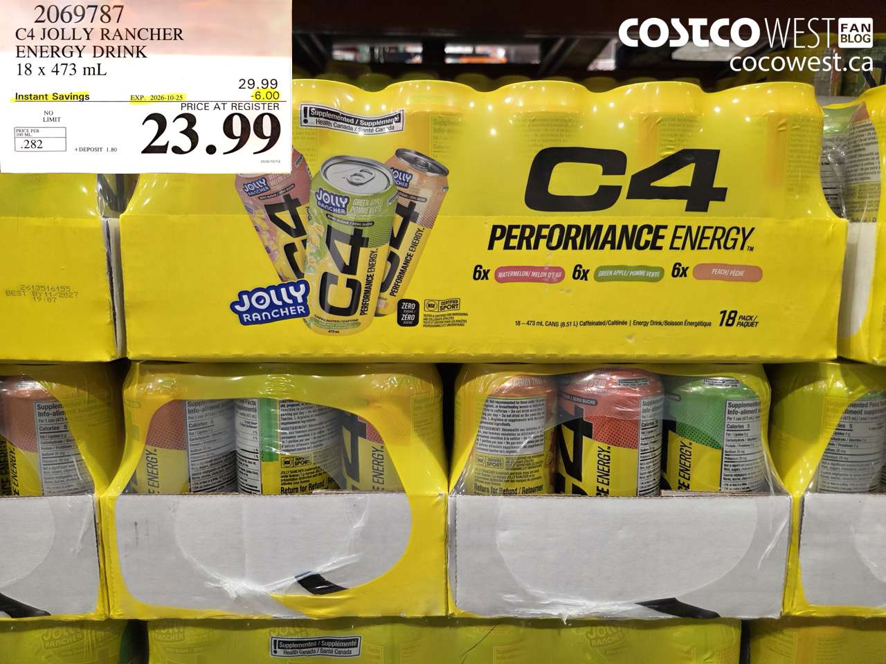 2069787 C4 JOLLY RANCHER ENERGY DRINK 18 X 473 ML ($6.00 INSTANT SAVINGS EXPIRES ON 2026-10-25) $23.99