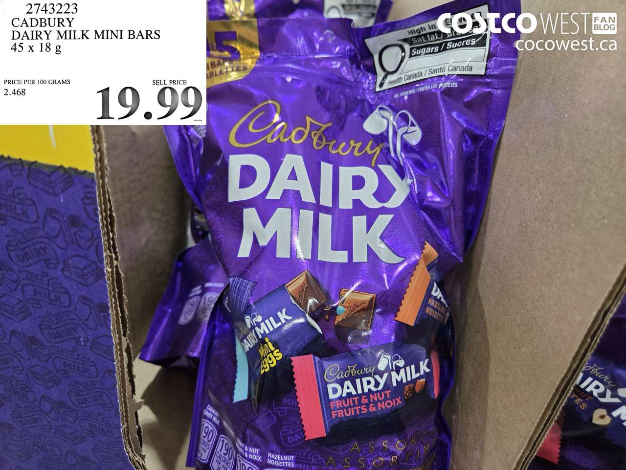 2743223 CADBURY DAIRY MILK MINI BARS 45 X 18 G $19.99