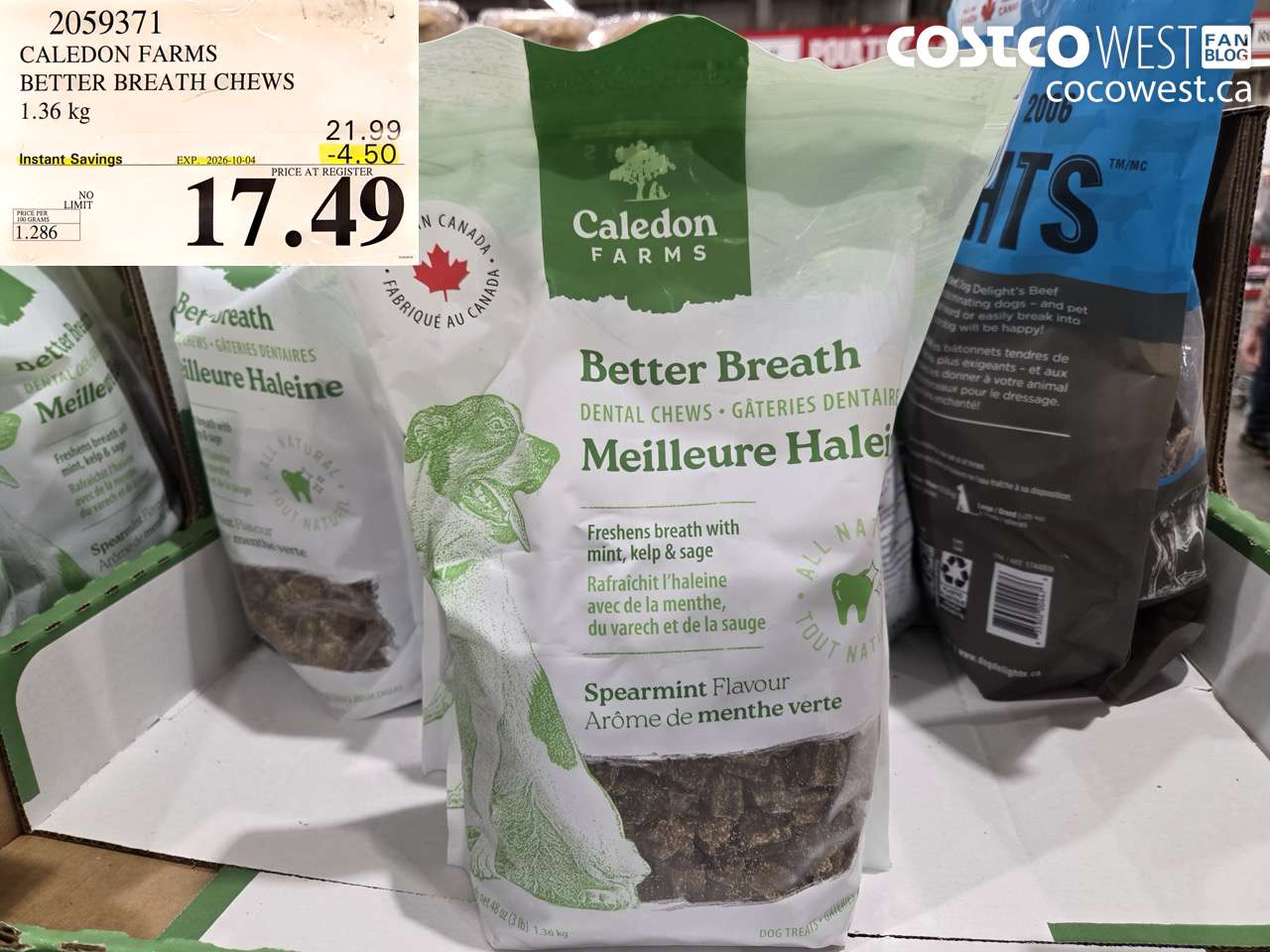 2059371 CALEDON FARMS BETTER BREATH CHEWS 1.36 KG ($4.50 INSTANT SAVINGS EXPIRES ON 2026-10-04) $17.49