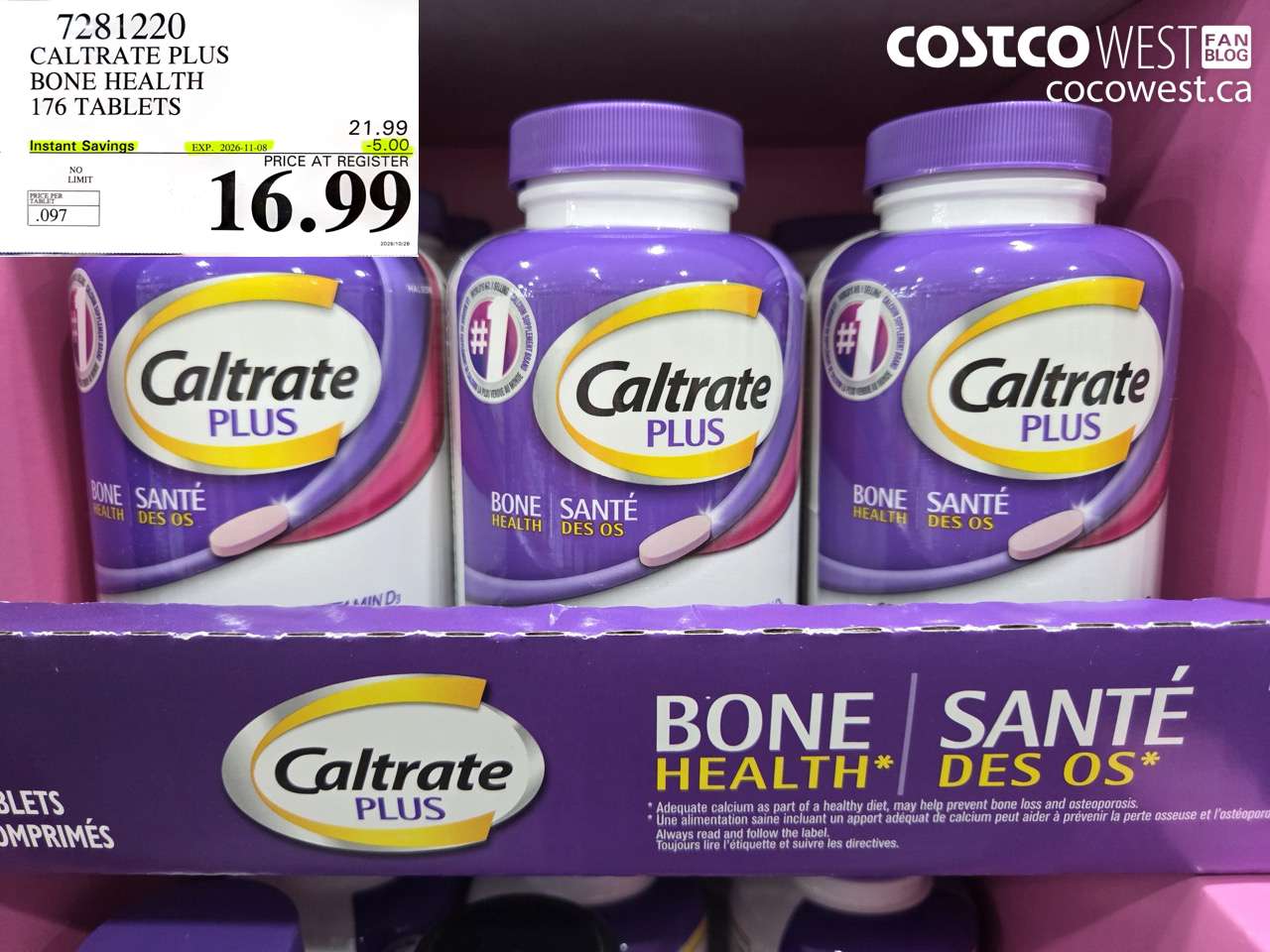 7281220 CALTRATE PLUS BONE HEALTH 176 TABLETS ($5.00 INSTANT SAVINGS EXPIRES ON 2026-11-08) $16.99