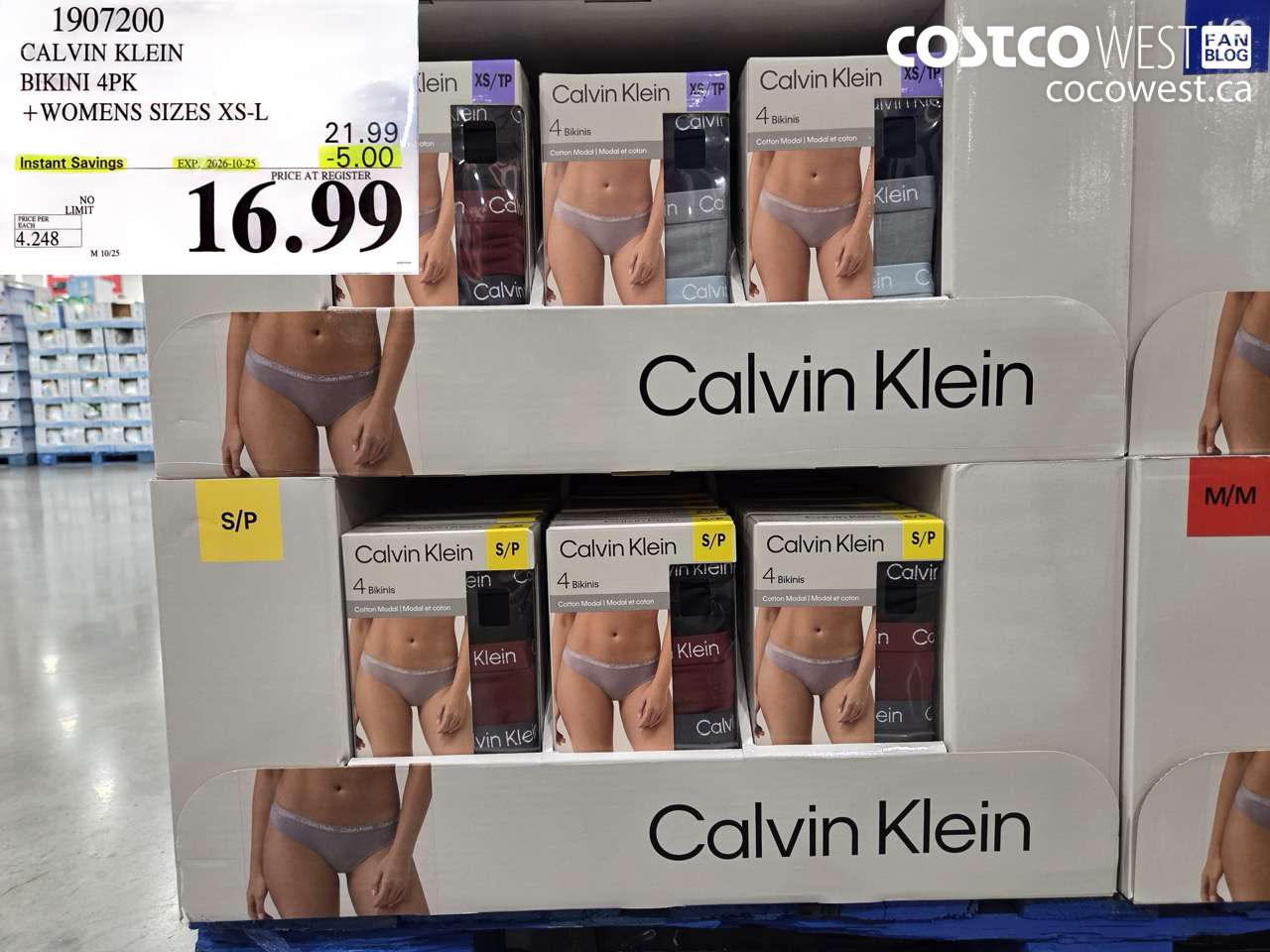 1907200 CALVIN KLEIN BIKINI 4PK WOMENS SIZES XS-L ($5.00 INSTANT SAVINGS EXPIRES ON 2026-10-25) $16.99