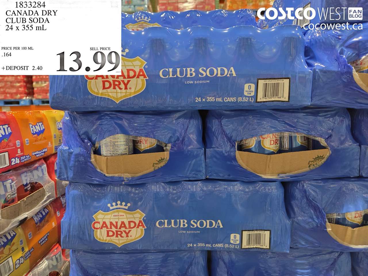 1833284 CANADA DRY CLUB SODA 24 X 355 ML $13.99