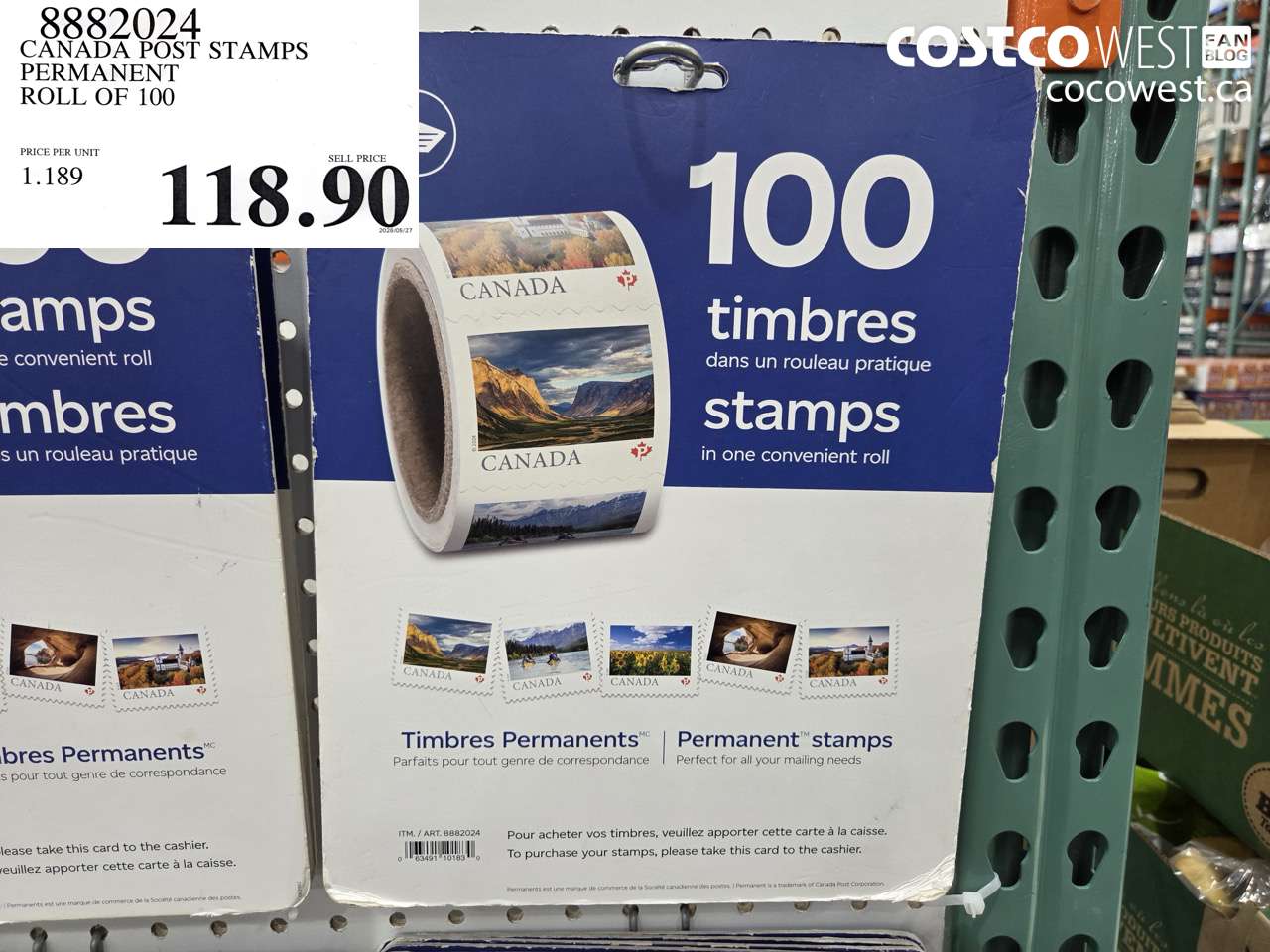8882024 CANADA POST STAMPS PERMANENT ROLL OF 100 $118.90