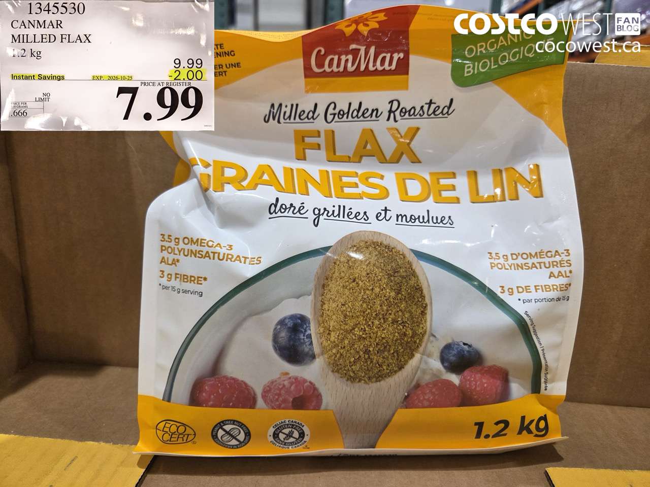 1345530 CANMAR MILLED FLAX 1.2 KG ($2.00 INSTANT SAVINGS EXPIRES ON 2026-10-25) $7.99