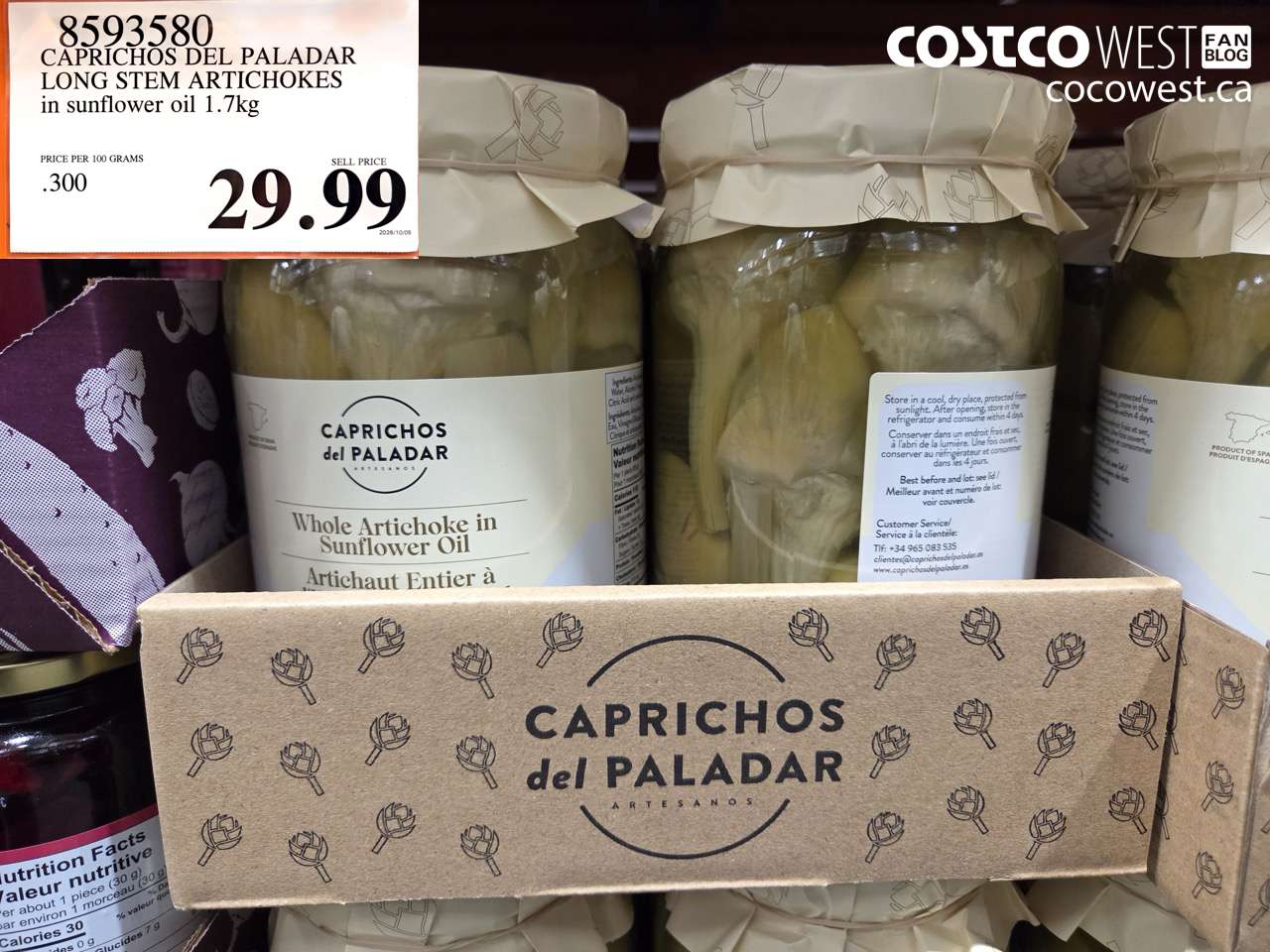8593580 CAPRICHOS DEL PALADAR LONG STEM ARTICHOKES IN SUNFLOWER OIL 1.7KG $29.99