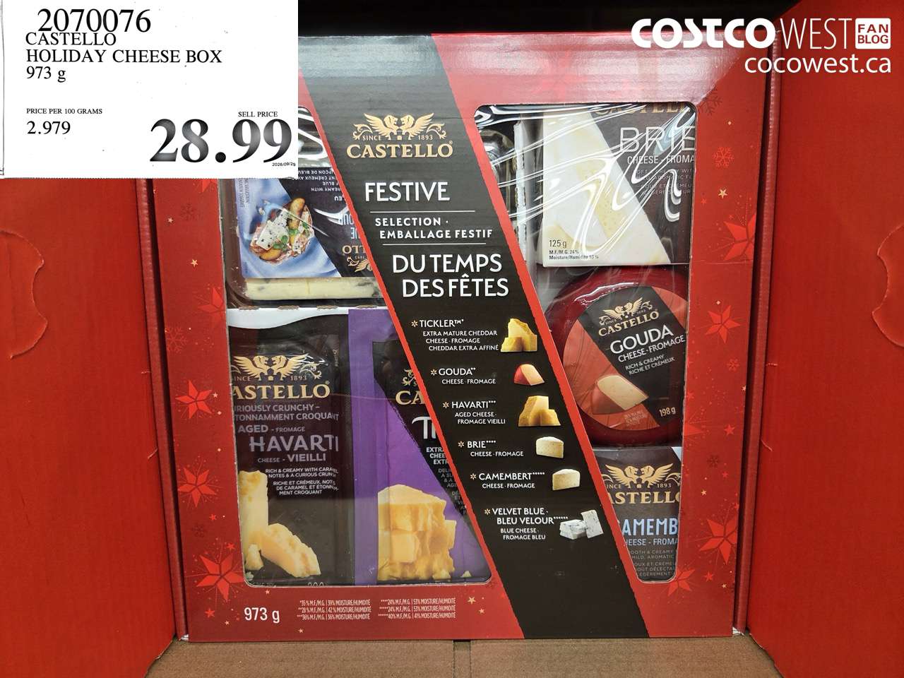 2070076 CASTELLO HOLIDAY CHEESE BOX 973 G $28.99