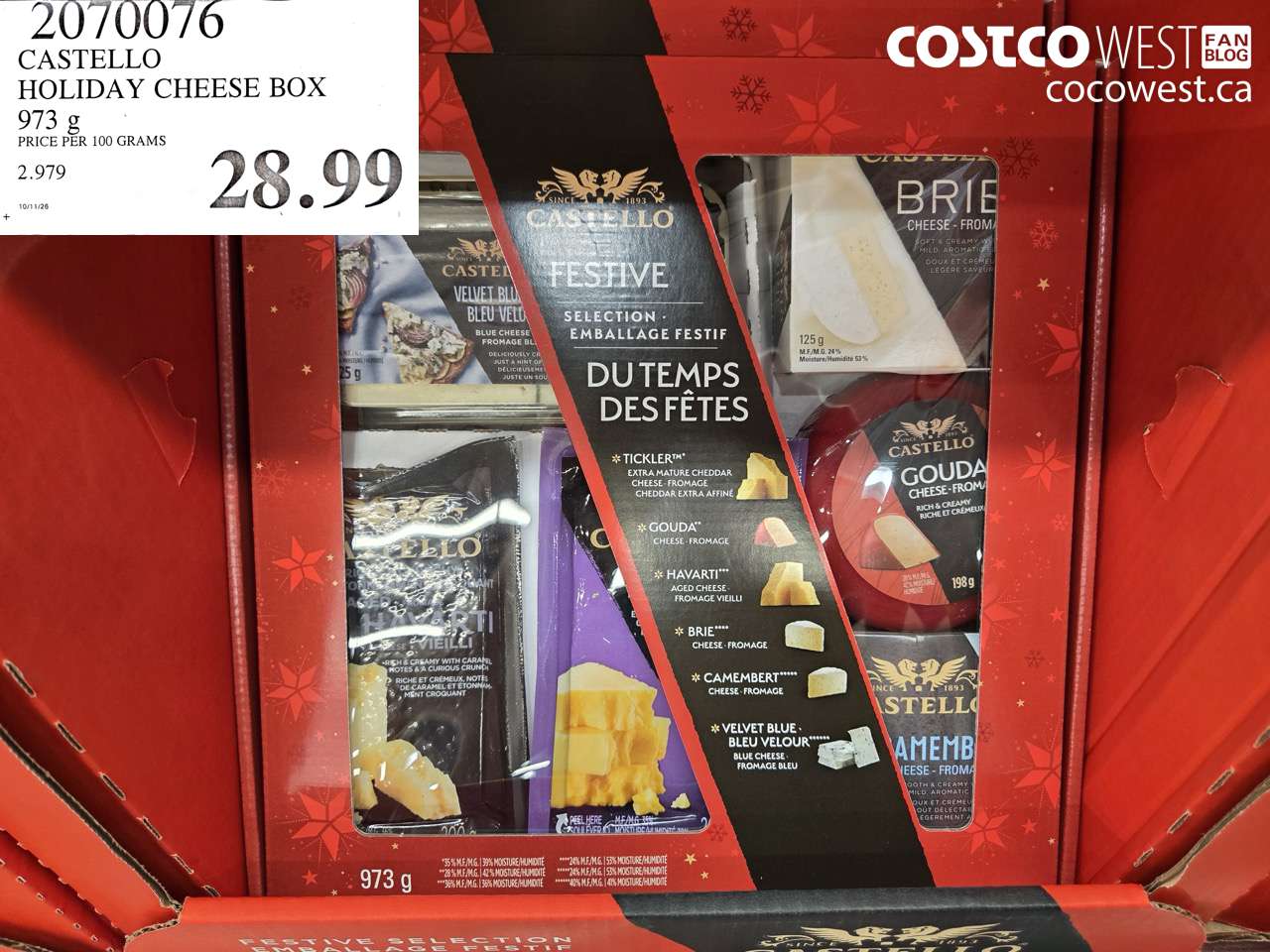 2070076 CASTELLO HOLIDAY CHEESE BOX 973 G $28.99