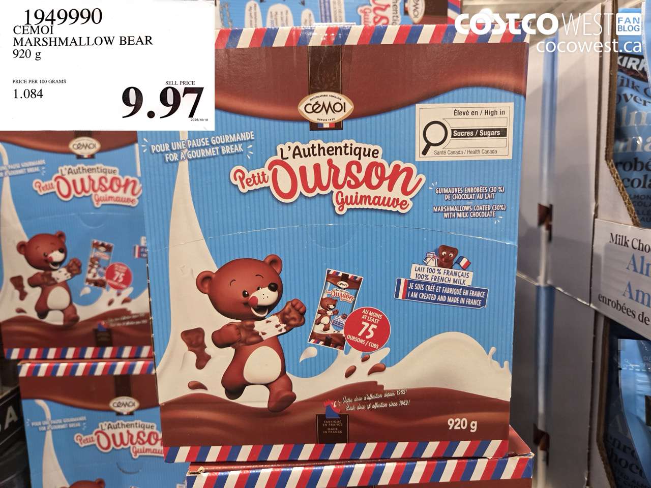 1949990 CEMOI MARSHMALLOW BEAR 920 G $9.97