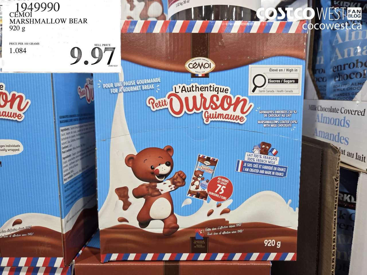 1949990 CEMOI MARSHMALLOW BEAR 920 G $9.97