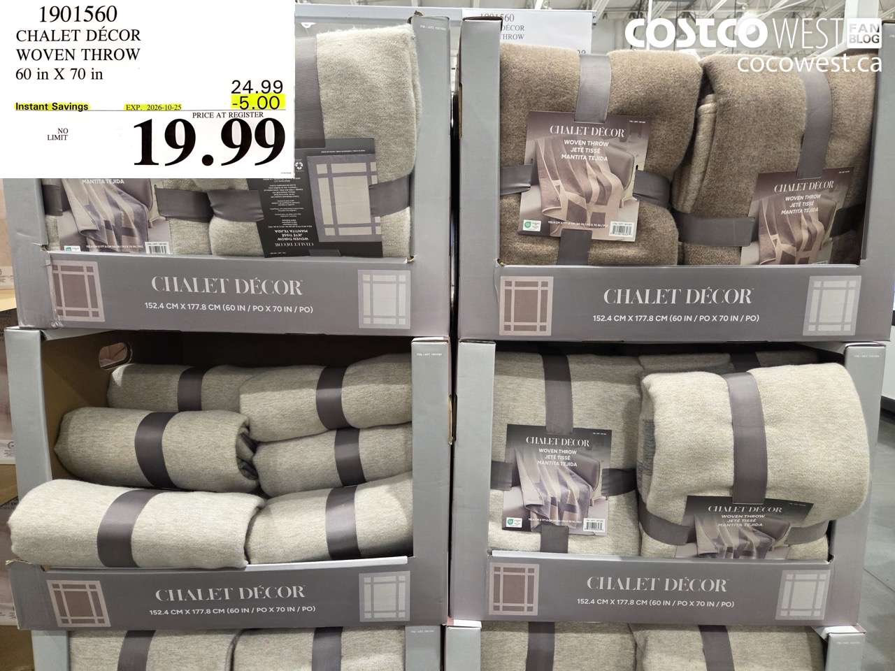 1901560 CHALET DÉCOR WOVEN THROW 60 IN X 70 IN ($5.00 INSTANT SAVINGS EXPIRES ON 2026-10-25) $19.99