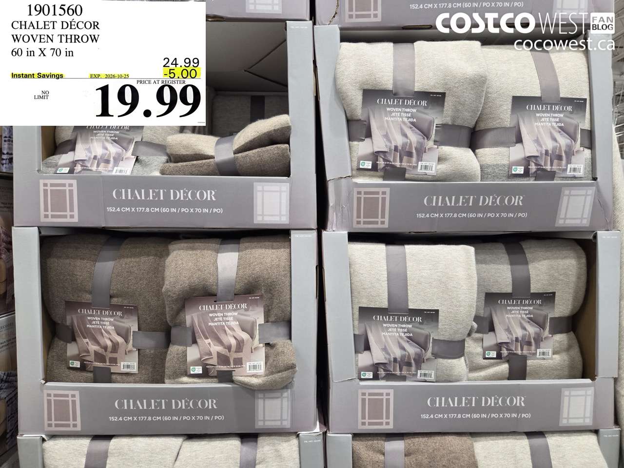 1901560 CHALET DÉCOR WOVEN THROW 60 IN X 70 IN ($5.00 INSTANT SAVINGS EXPIRES ON 2026-10-25) $19.99
