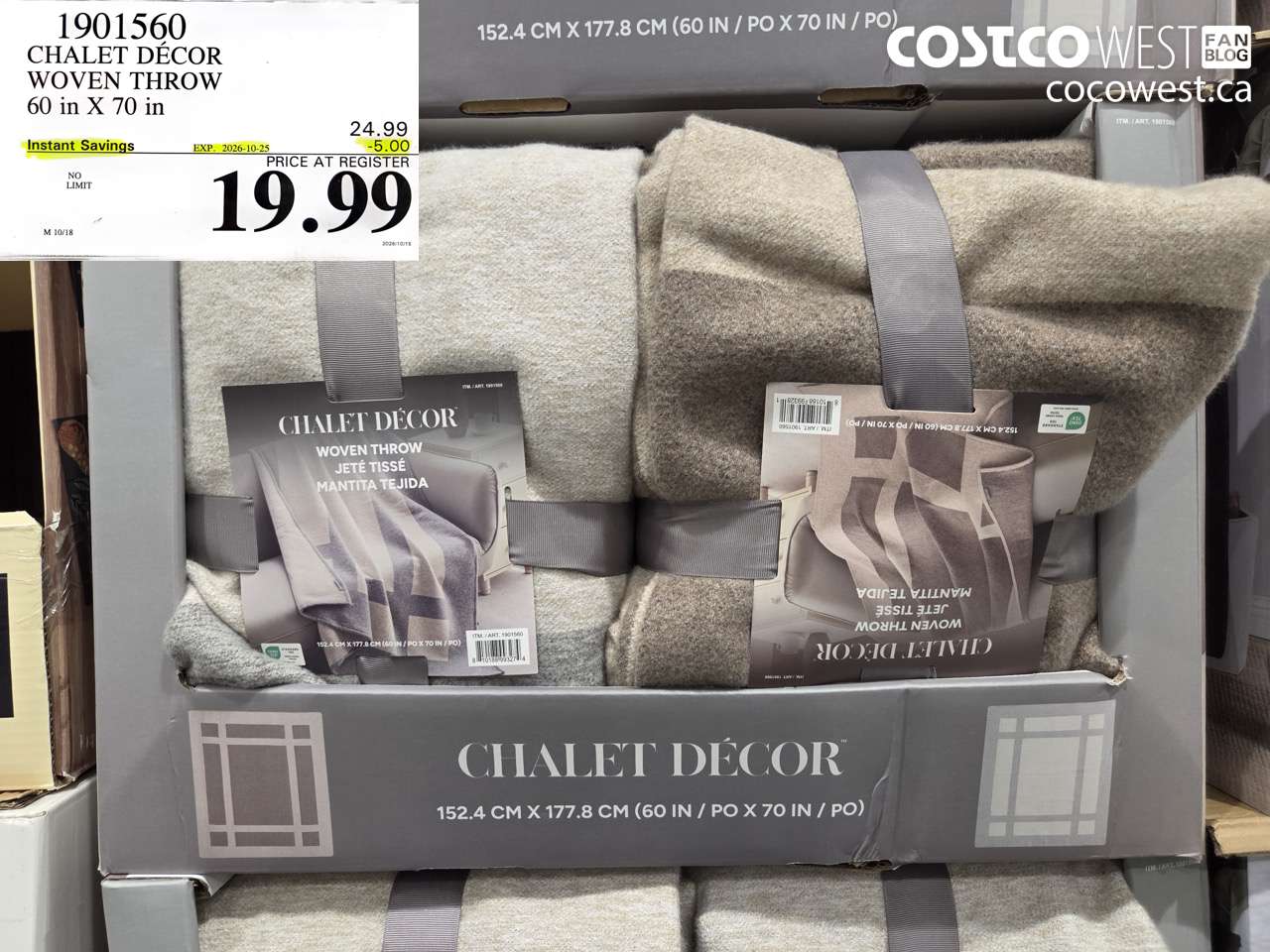 1901560 CHALET DÉCOR WOVEN THROW 60 IN X 70 IN ($5.00 INSTANT SAVINGS EXPIRES ON 2026-10-25) $19.99
