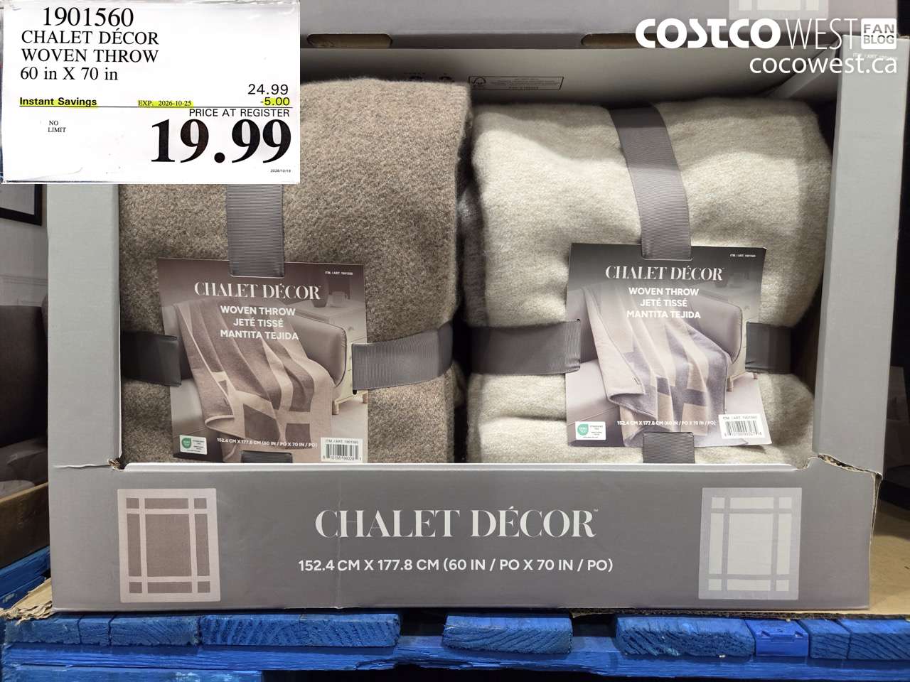 1901560 CHALET DÉCOR WOVEN THROW 60 IN X 70 IN ($5.00 INSTANT SAVINGS EXPIRES ON 2026-10-25) $19.99