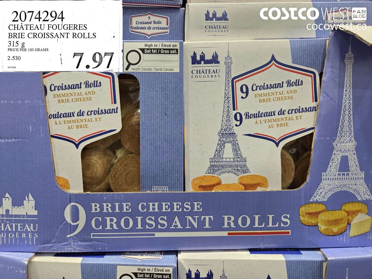 2074294 CHÂTEAU FOUGERES BRIE CROISSANT ROLLS 315 G $7.97