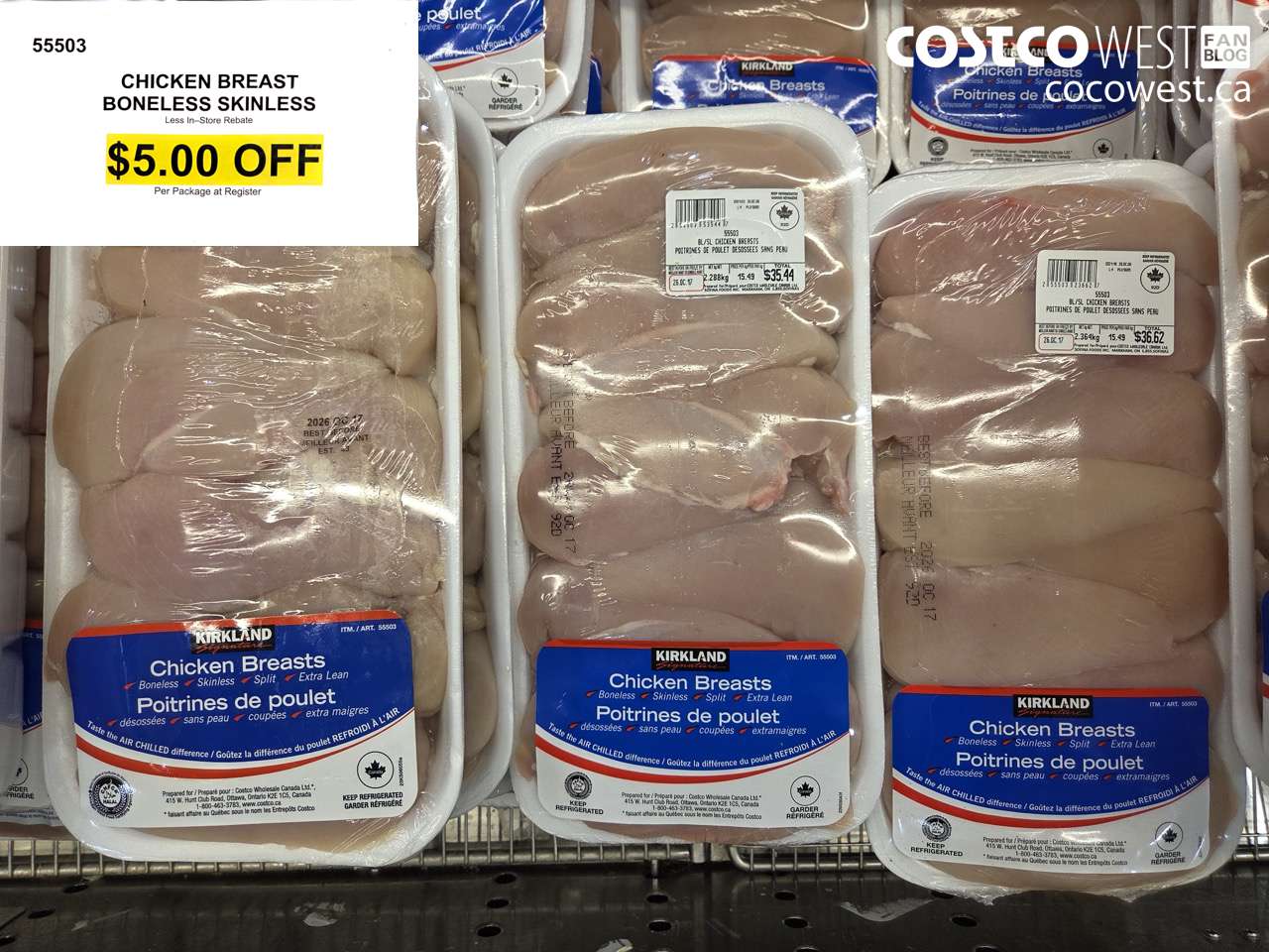 55503 CHICKEN BREAST BONELESS SKINLESS ($5.00 INSTANT SAVINGS)