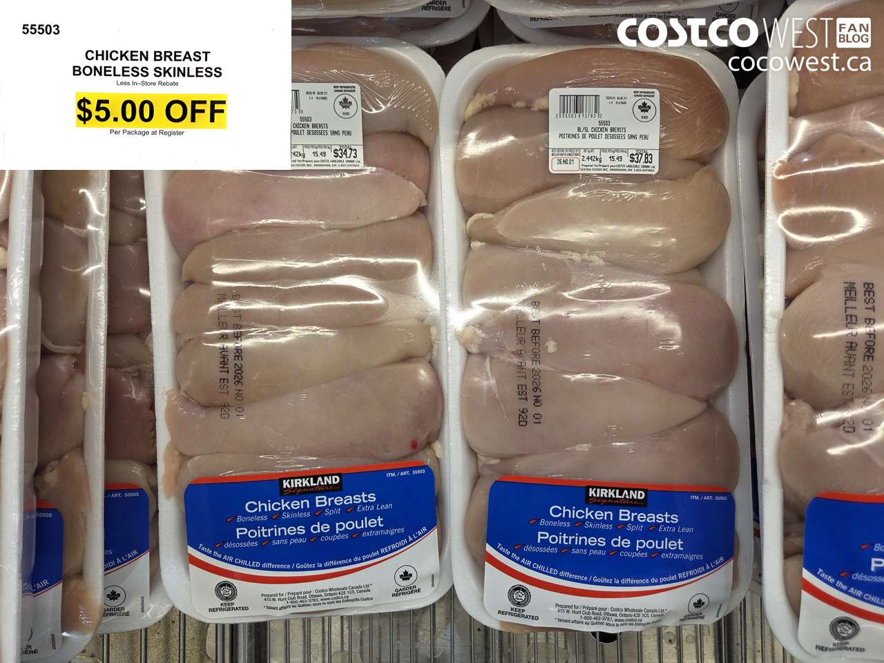55503 CHICKEN BREAST BONELESS SKINLESS ($5.00 INSTANT SAVINGS)