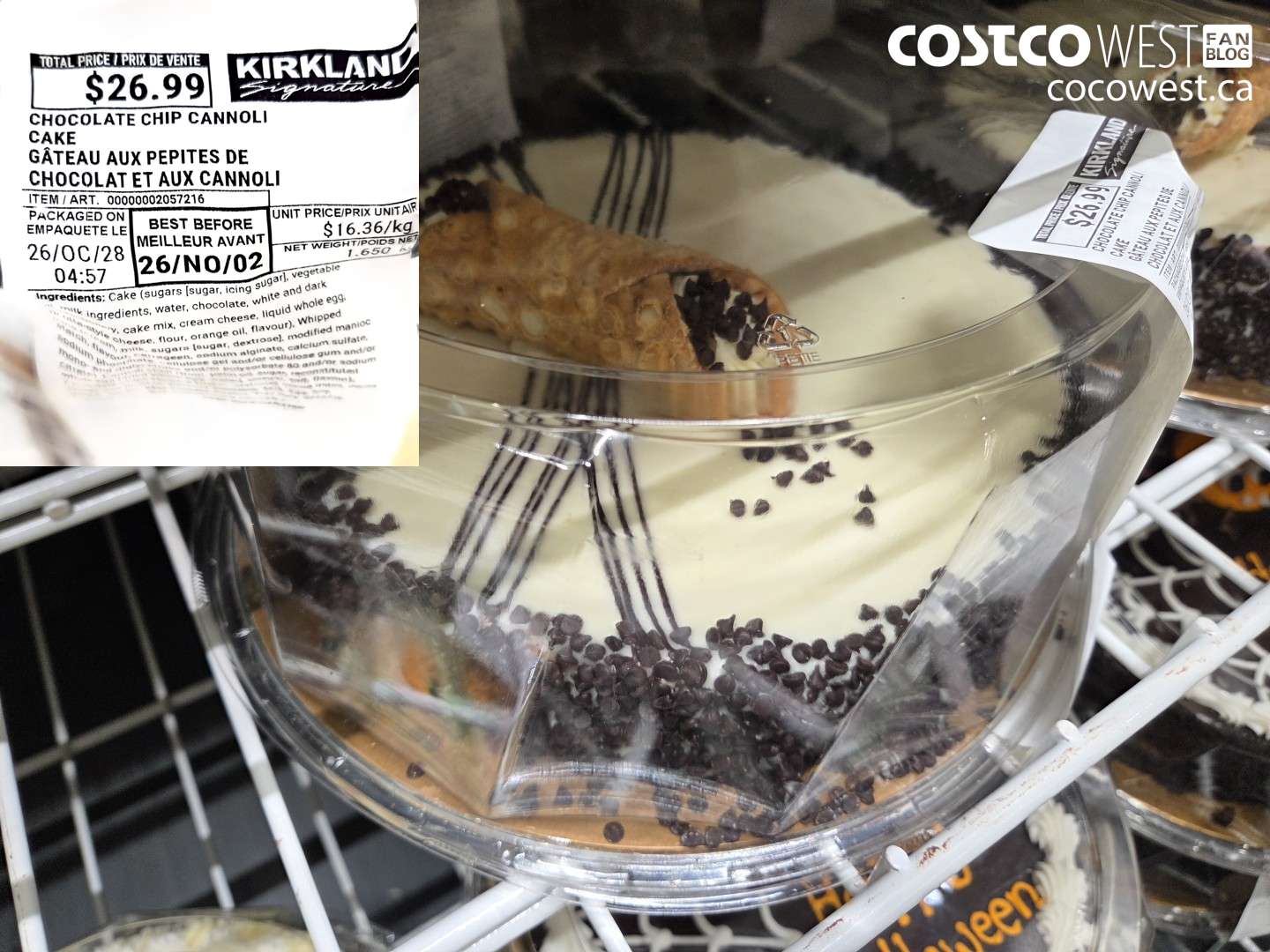 2057216 CHOCOLATE CHIP CANNOLI CAKE $26.99
