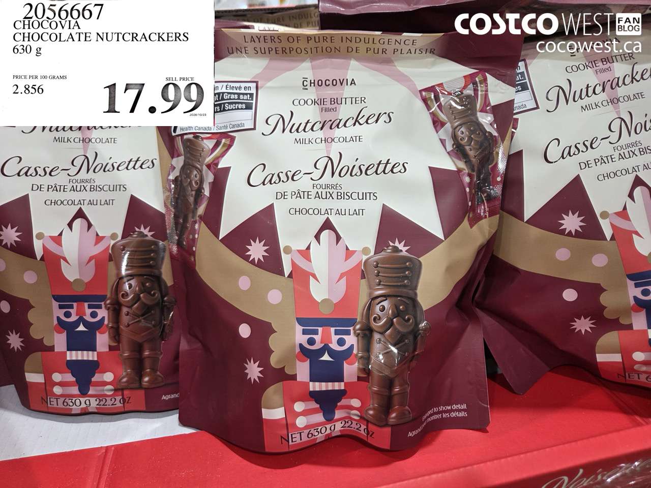 2056667 CHOCOVIA CHOCOLATE NUTCRACKERS 630 G $17.99