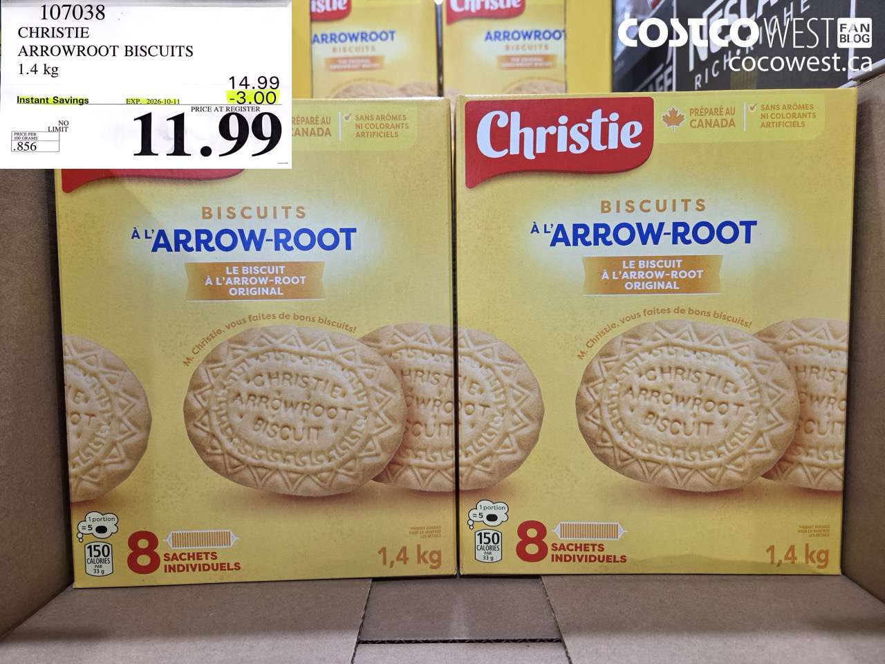 107038 CHRISTIE ARROWROOT BISCUITS 1.4 KG ($3.00 INSTANT SAVINGS EXPIRES ON 2026-10-11) $11.99