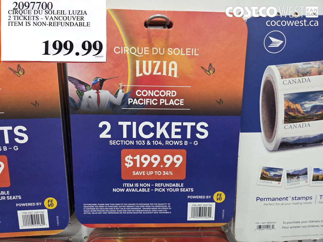 2097700 CIRQUE DU SOLEIL LUZIA 2 TICKETS - VANCOUVER ITEM IS NON-REFUNDABLE $199.99