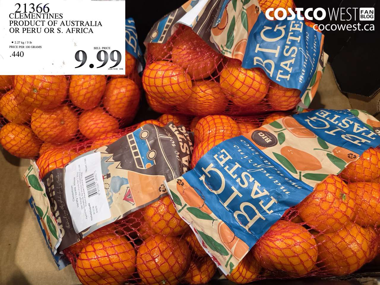 21366 CLEMENTINES PRODUCT OF AUSTRALIA OR PERU OR S. AFRICA $9.99