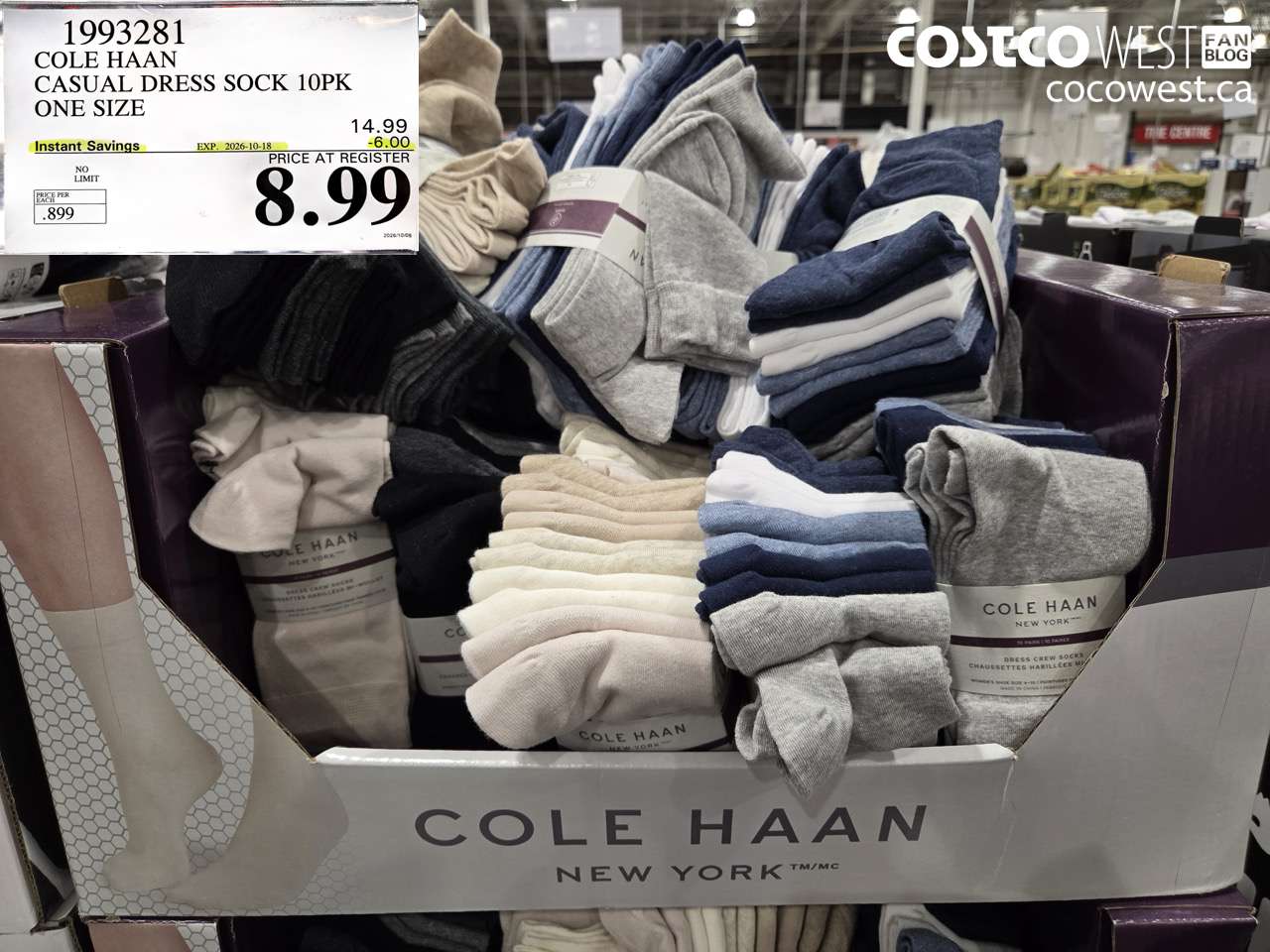 1993281 COLE HAAN CASUAL DRESS SOCK 10PK ONE SIZE ($6.00 INSTANT SAVINGS EXPIRES ON 2026-10-18) $8.99
