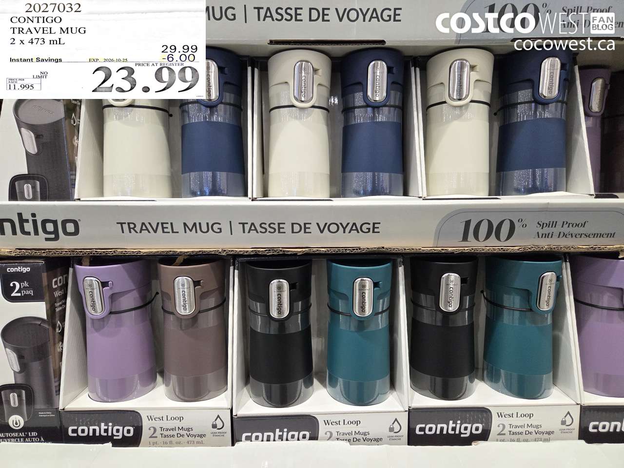 2027032 CONTIGO TRAVEL MUG 2 X 473 ML ($6.00 INSTANT SAVINGS EXPIRES ON 2026-10-25) $23.99