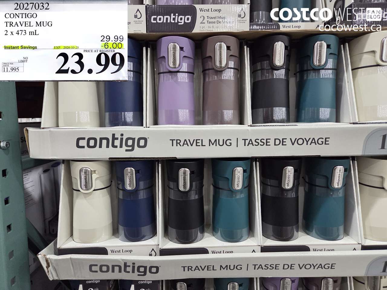 2027032 CONTIGO TRAVEL MUG 2 X 473 ML ($6.00 INSTANT SAVINGS EXPIRES ON 2026-10-25) $23.99