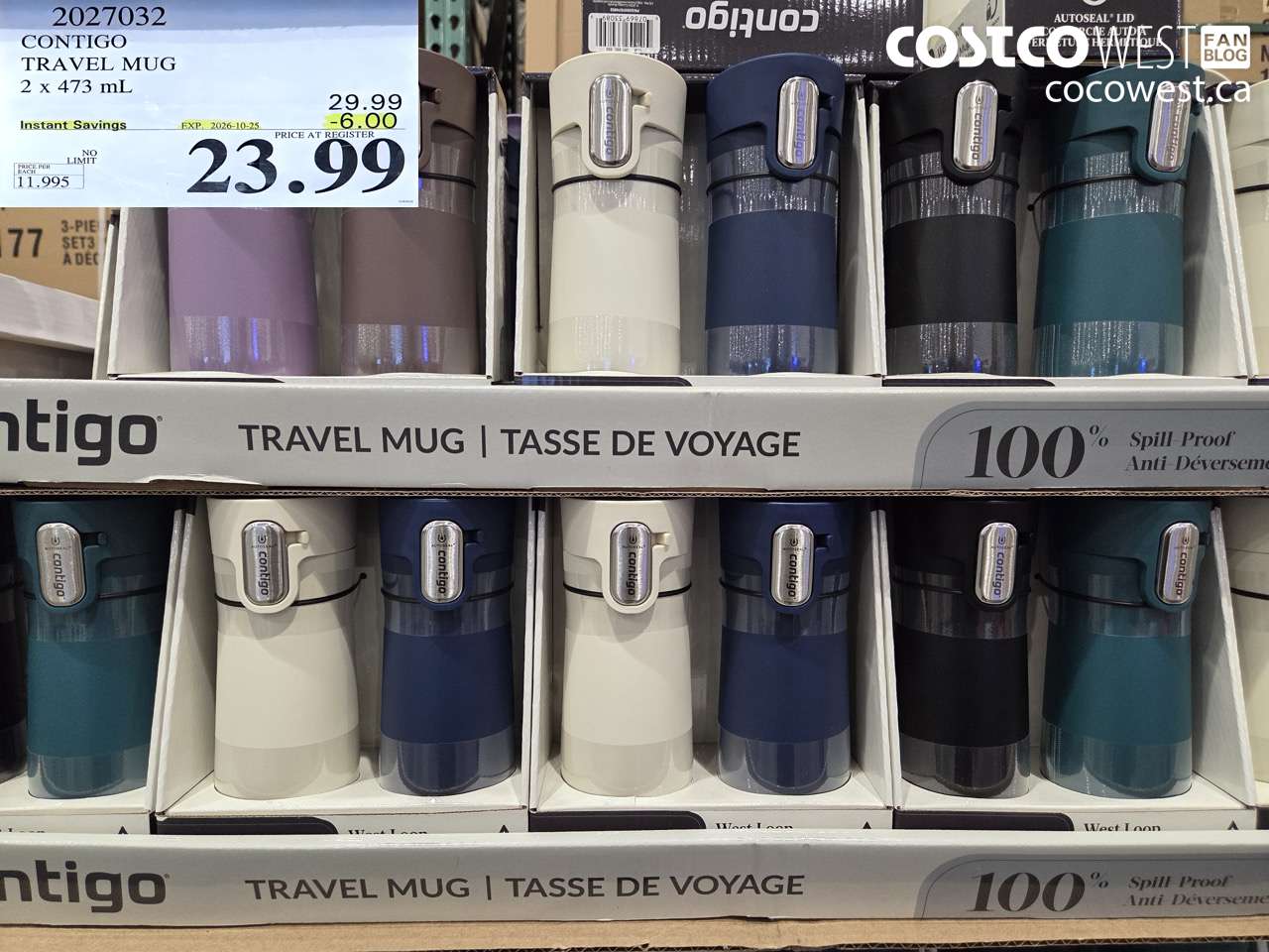2027032 CONTIGO TRAVEL MUG 2 X 473 ML ($6.00 INSTANT SAVINGS EXPIRES ON 2026-10-25) $23.99