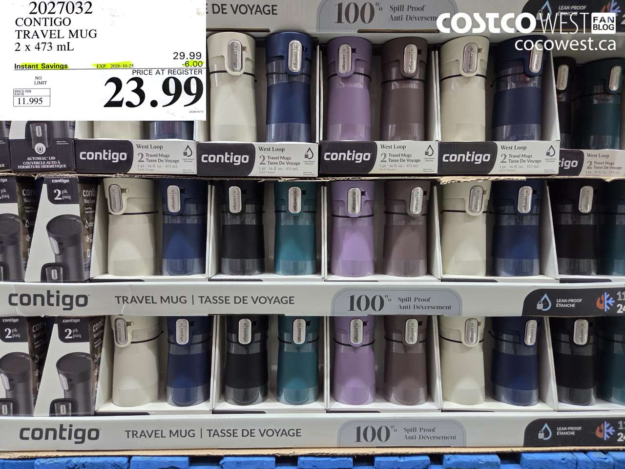 2027032 CONTIGO TRAVEL MUG 2 X 473 ML ($6.00 INSTANT SAVINGS EXPIRES ON 2026-10-25) $23.99