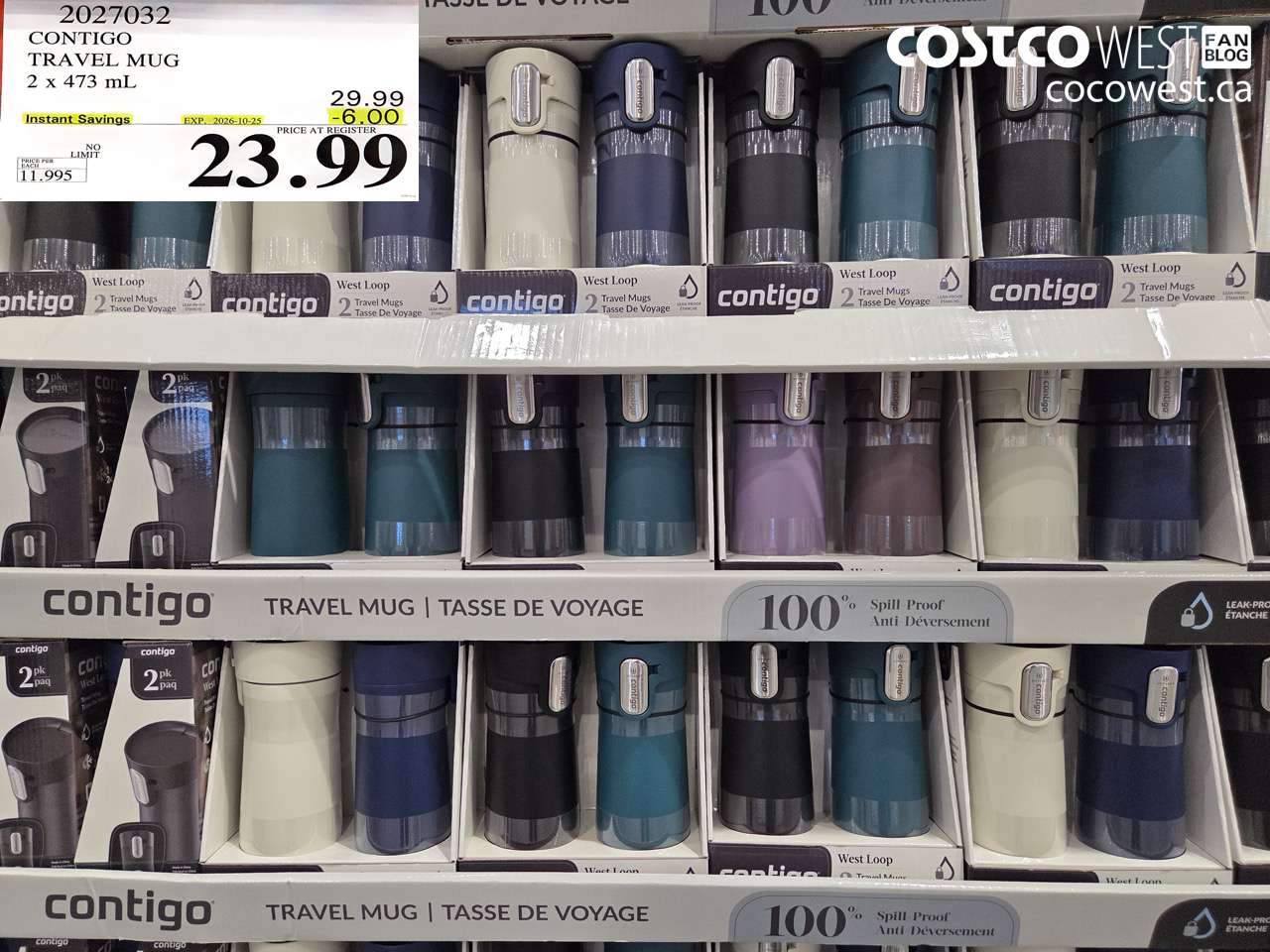 2027032 CONTIGO TRAVEL MUG 2 X 473 ML ($6.00 INSTANT SAVINGS EXPIRES ON 2026-10-25) $23.99