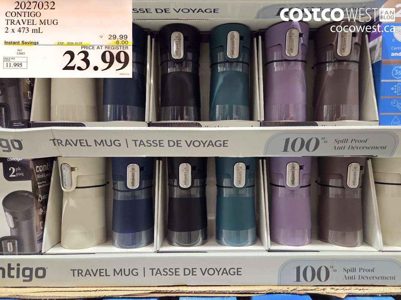 2027032 CONTIGO TRAVEL MUG 2 X 473 ML ($6.00 INSTANT SAVINGS EXPIRES ON 2026-10-25) $23.99