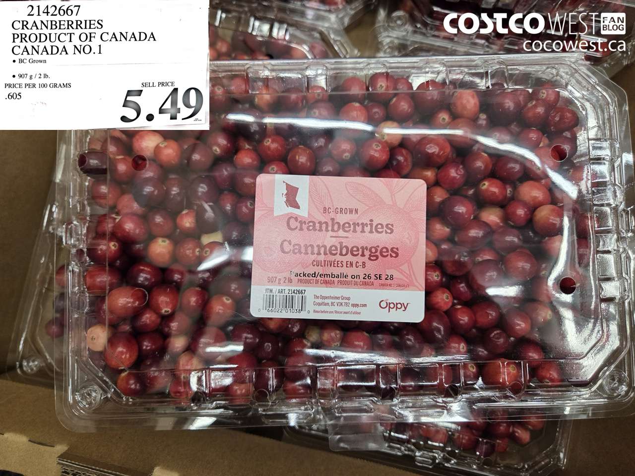 2142667 CRANBERRIES PRODUCT OF CANADA CANADA NO.1 $5.49