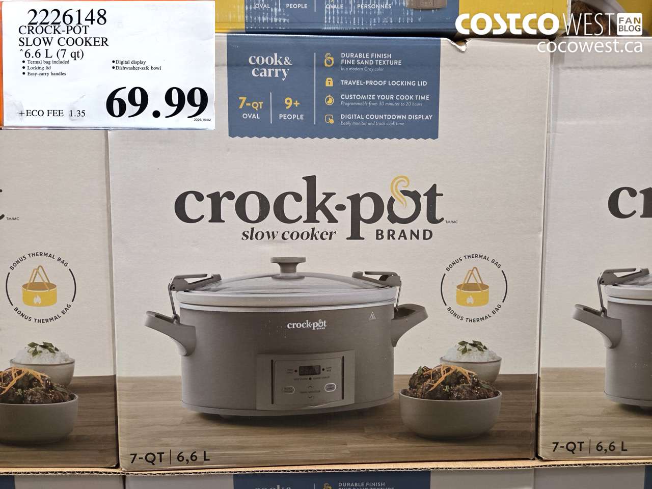 2226148 CROCK-POT SLOW COOKER 6.6 L (7 QT) $69.99