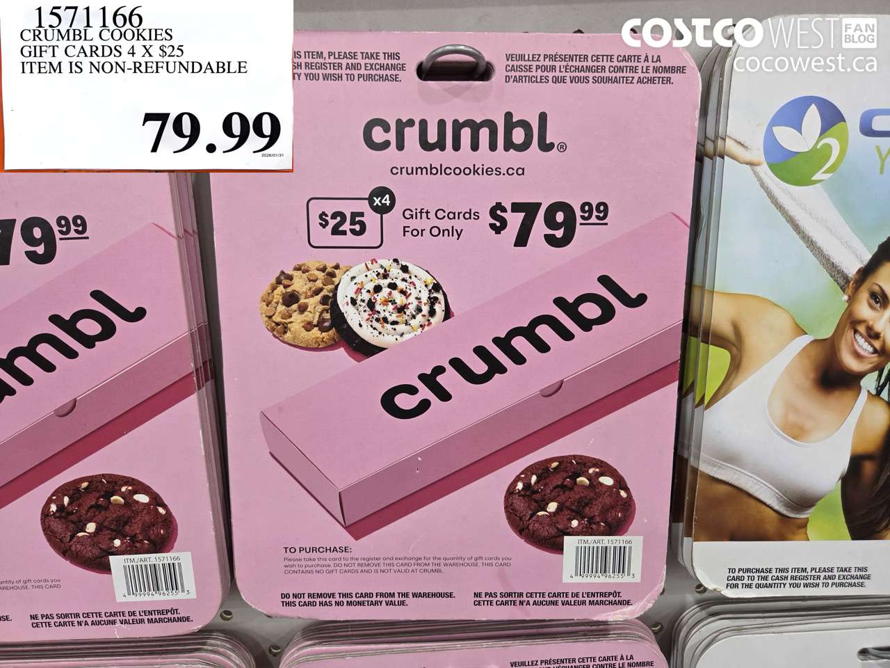 1571166 CRUMBL COOKIES GIFT CARDS 4 X $25 $79.99