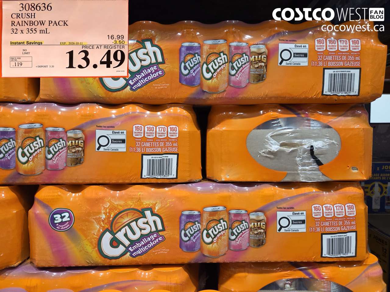 308636 CRUSH RAINBOW PACK 32 X 355 ML ($3.50 INSTANT SAVINGS EXPIRES ON 2026-10-11) $13.49
