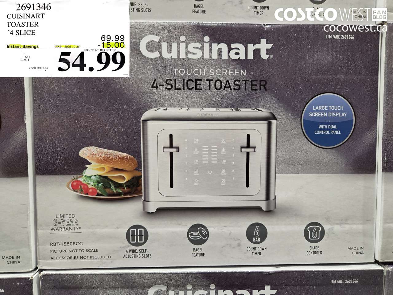 2691346 CUISINART TOASTER 4 SLICE ($15.00 INSTANT SAVINGS EXPIRES ON 2026-10-25) $54.99