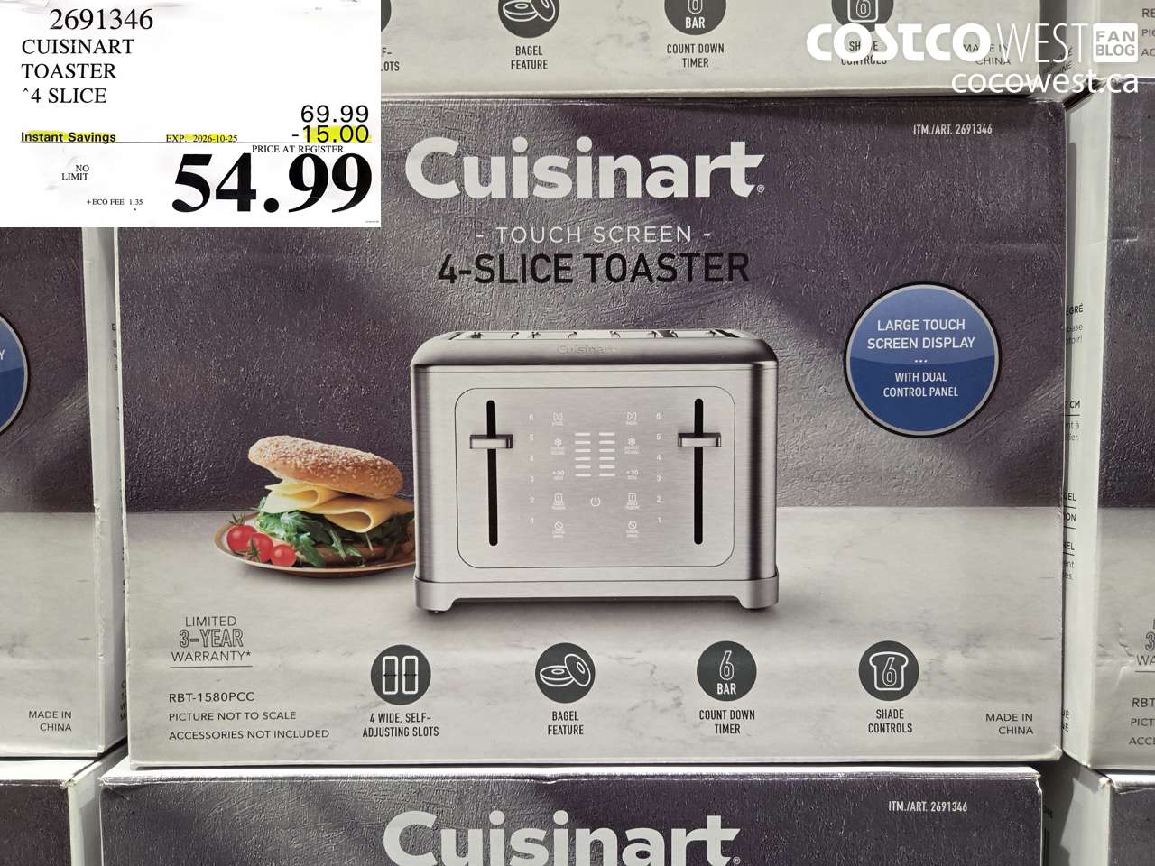 2691346 CUISINART TOASTER 4 SLICE ($15.00 INSTANT SAVINGS EXPIRES ON 2026-10-25) $54.99