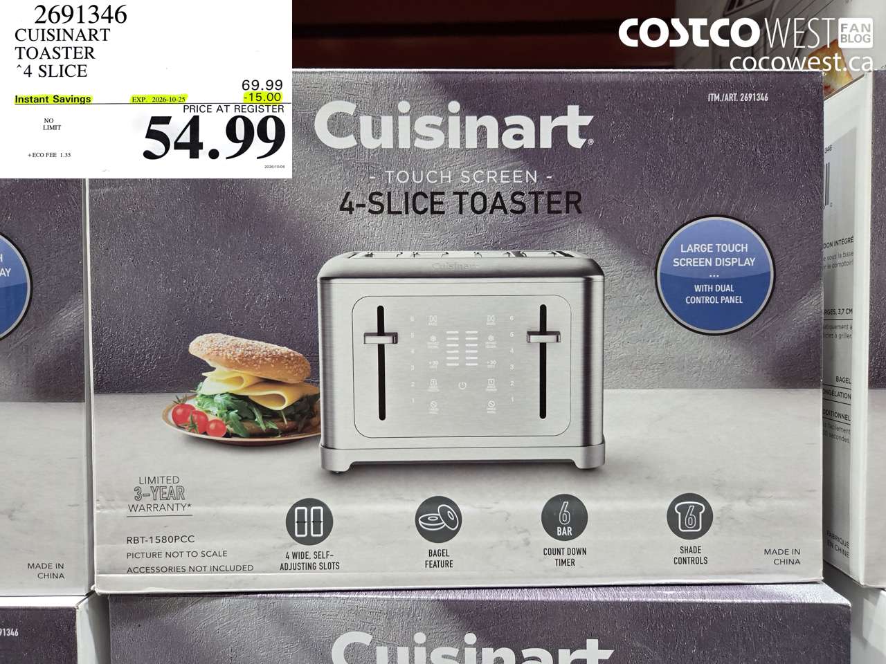 2691346 CUISINART TOASTER 4 SLICE ($15.00 INSTANT SAVINGS EXPIRES ON 2026-10-25) $54.99