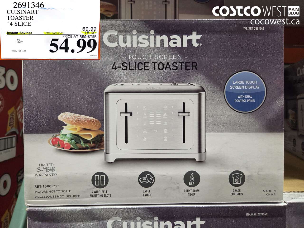 2691346 CUISINART TOASTER 4 SLICE ($15.00 INSTANT SAVINGS EXPIRES ON 2026-10-25) $54.99