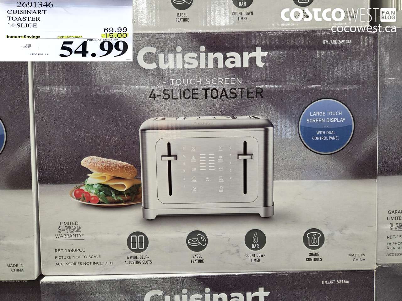 2691346 CUISINART TOASTER 4 SLICE ($15.00 INSTANT SAVINGS EXPIRES ON 2026-10-25) $54.99