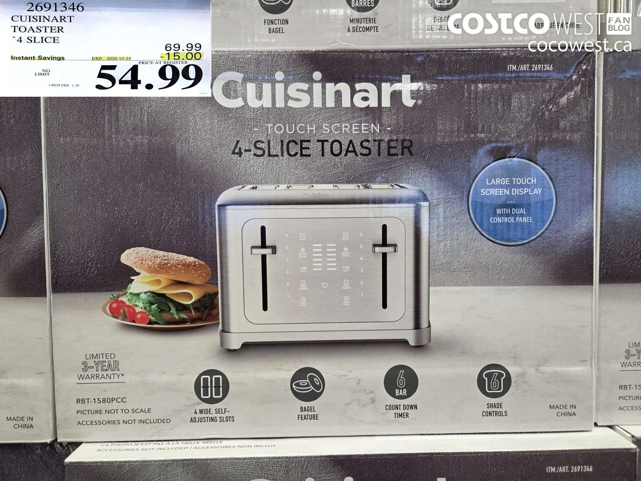 2691346 CUISINART TOASTER 4 SLICE ($15.00 INSTANT SAVINGS EXPIRES ON 2026-10-25) $54.99