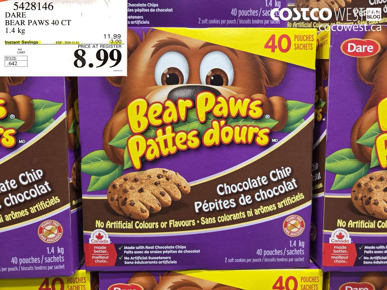 5428146 DARE BEAR PAWS 40 CT 1.4 KG ($3.00 INSTANT SAVINGS EXPIRES ON 2026-11-01) $8.99