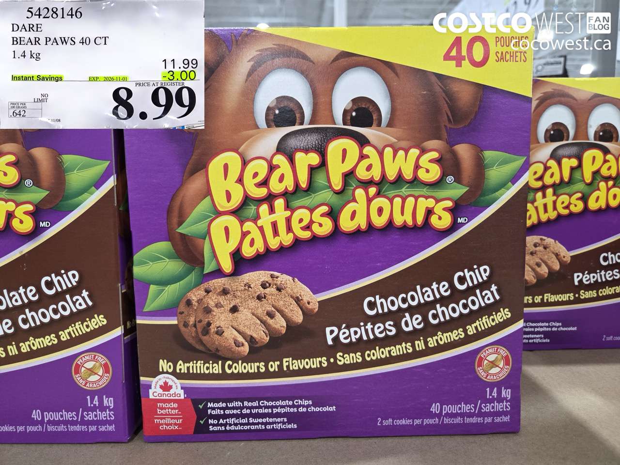 5428146 DARE BEAR PAWS 40 CT 1.4 KG ($3.00 INSTANT SAVINGS EXPIRES ON 2026-11-01) $8.99