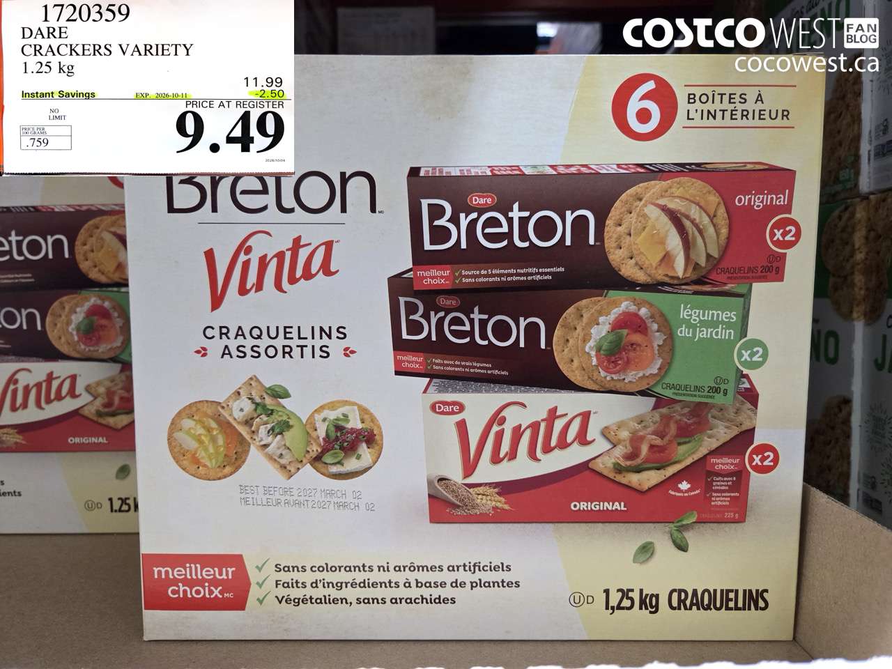 1720359 DARE CRACKERS VARIETY 1.25 KG ($2.50 INSTANT SAVINGS EXPIRES ON 2026-10-11) $9.49